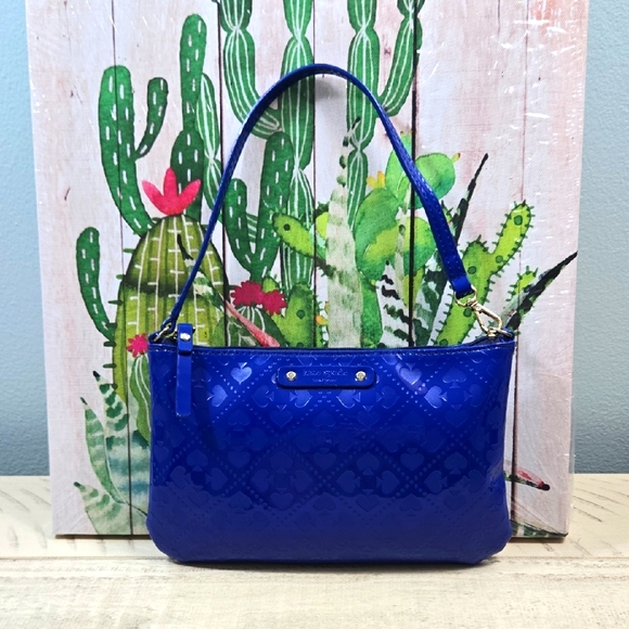 Kate Spade New York Emerald Avenue Top-Zip Wristlet Clutch, Blue, EUC - Picture 1 of 16
